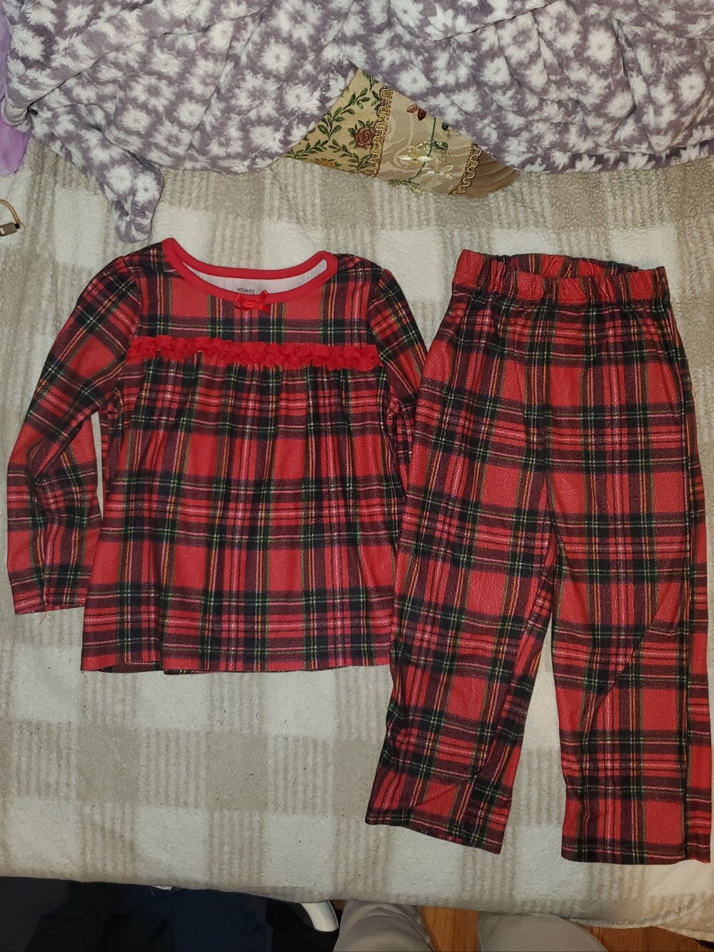 Candlesticks Holiday Plaid Long Sleeve Top and Pants Pajama Set